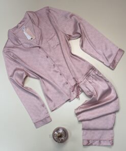 Pyjama Boutonné en satin -Tress- " Rose "