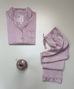 Alternative view of Pyjama Boutonné en satin -Tress- " Rose "