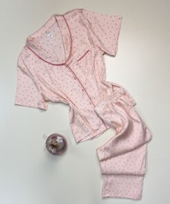 Pyjama boutonné en satin " Saumon " - TRESS -