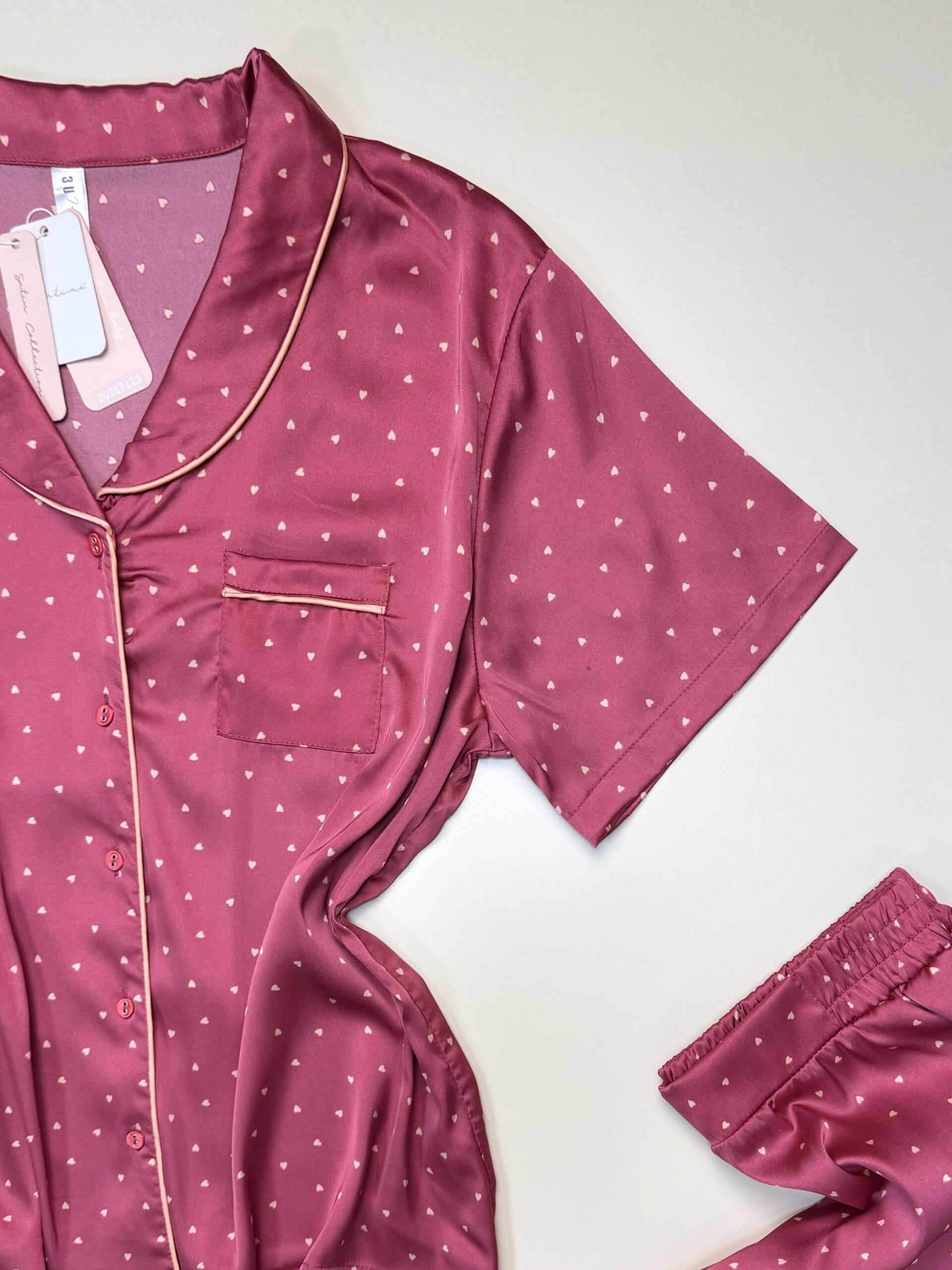 Pyjama boutonné en satin " Rose " - TRESS - – Image 5