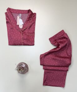 Alternative view of Pyjama boutonné en satin  " Rose " - TRESS -