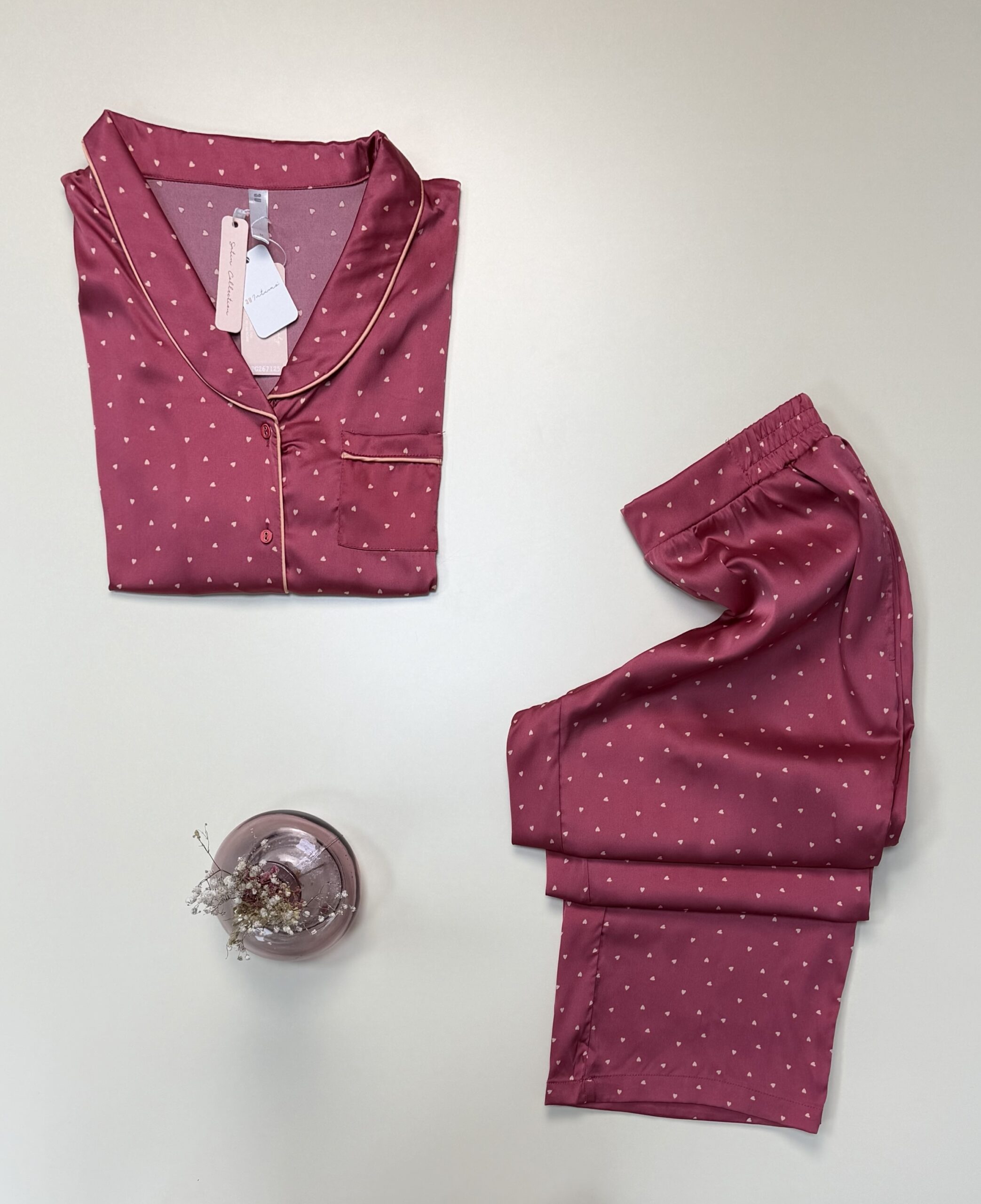 Pyjama boutonné en satin " Rose " - TRESS - – Image 2