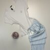 Pyjama haut demi manche pantalon en satin " Beige "