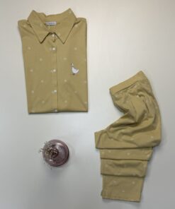 Alternative view of Pyjama boutonné  en coton " Jaune " -TRESS-
