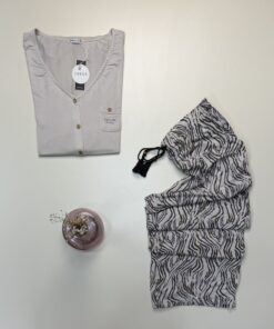 Alternative view of Pyjama demi manche boutonné -Tress- " Beige "