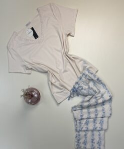 Pyjama haut demi manche en coton " Beige " -TRESS-