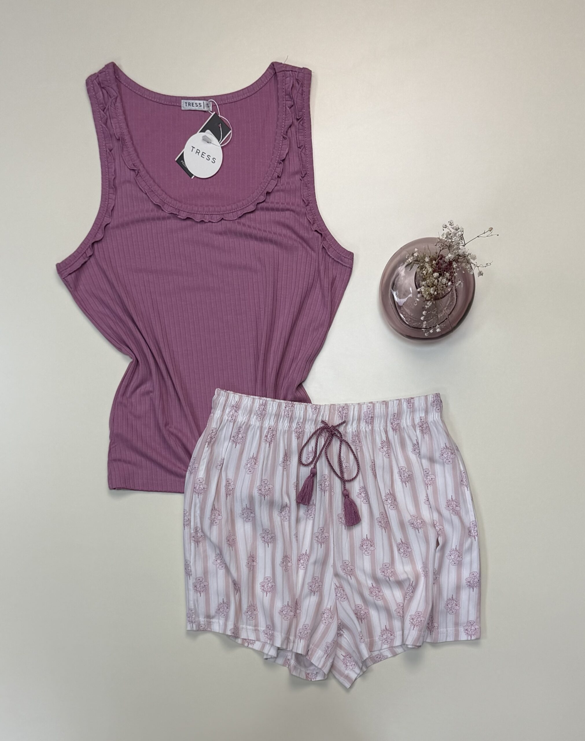 Short bustier -Tress- " Bois de rose "