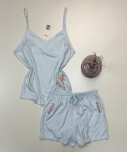 Short bustier en coton " Vert à rayures " -TRESS-
