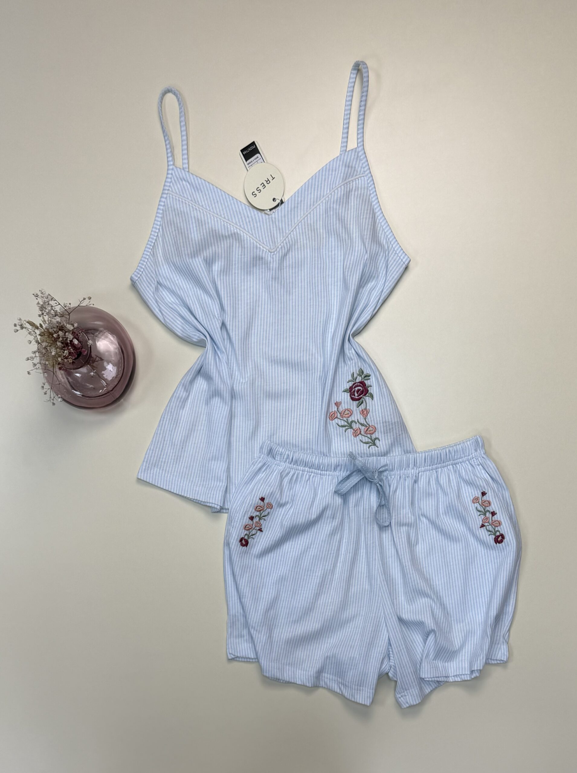 Short bustier en coton " Bleu à rayures " -TRESS-