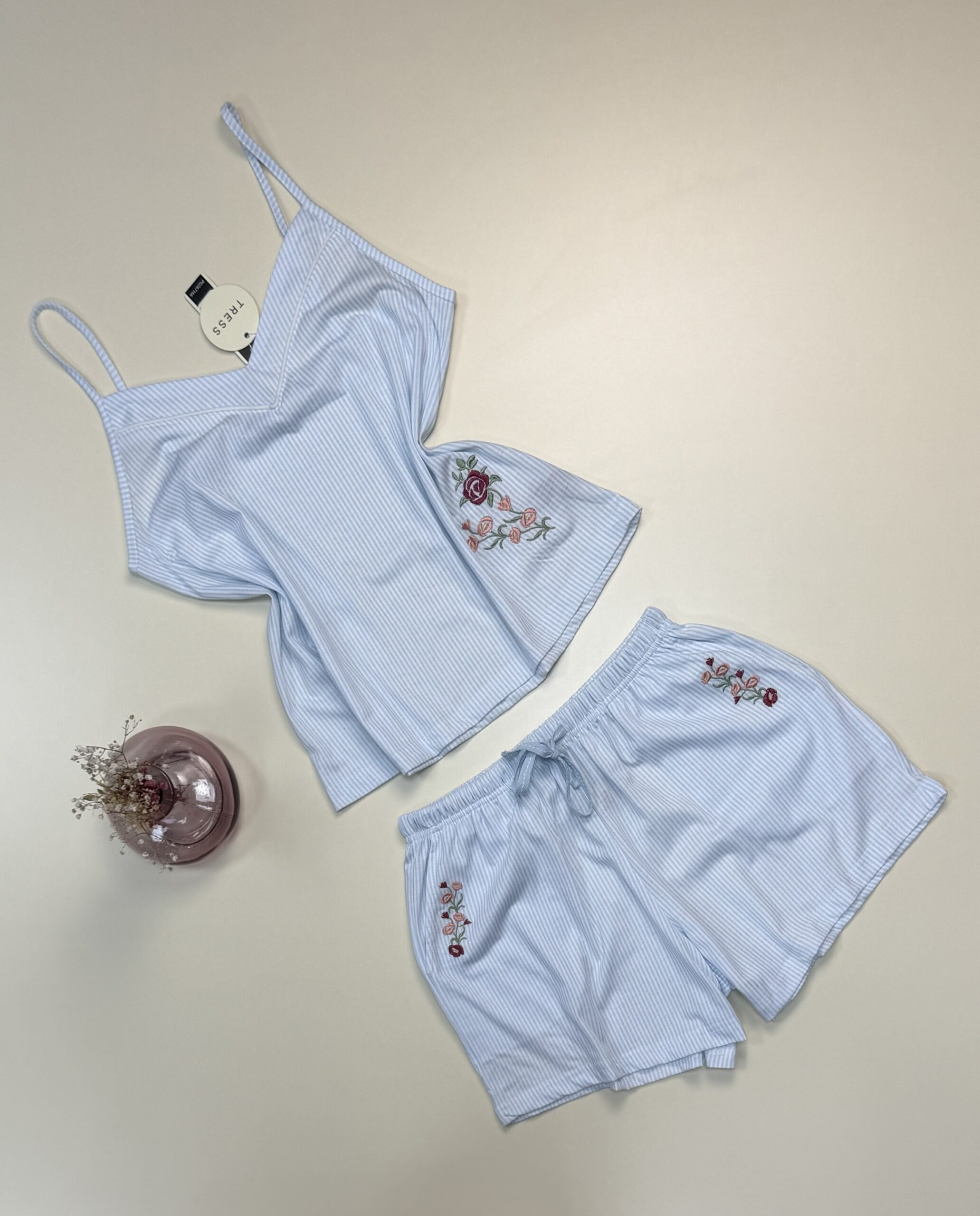 Short bustier en coton " Bleu à rayures " -TRESS- – Image 2