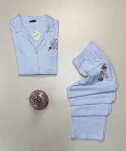 Alternative view of Pyjama boutonné en coton - Tress - " Bleu "