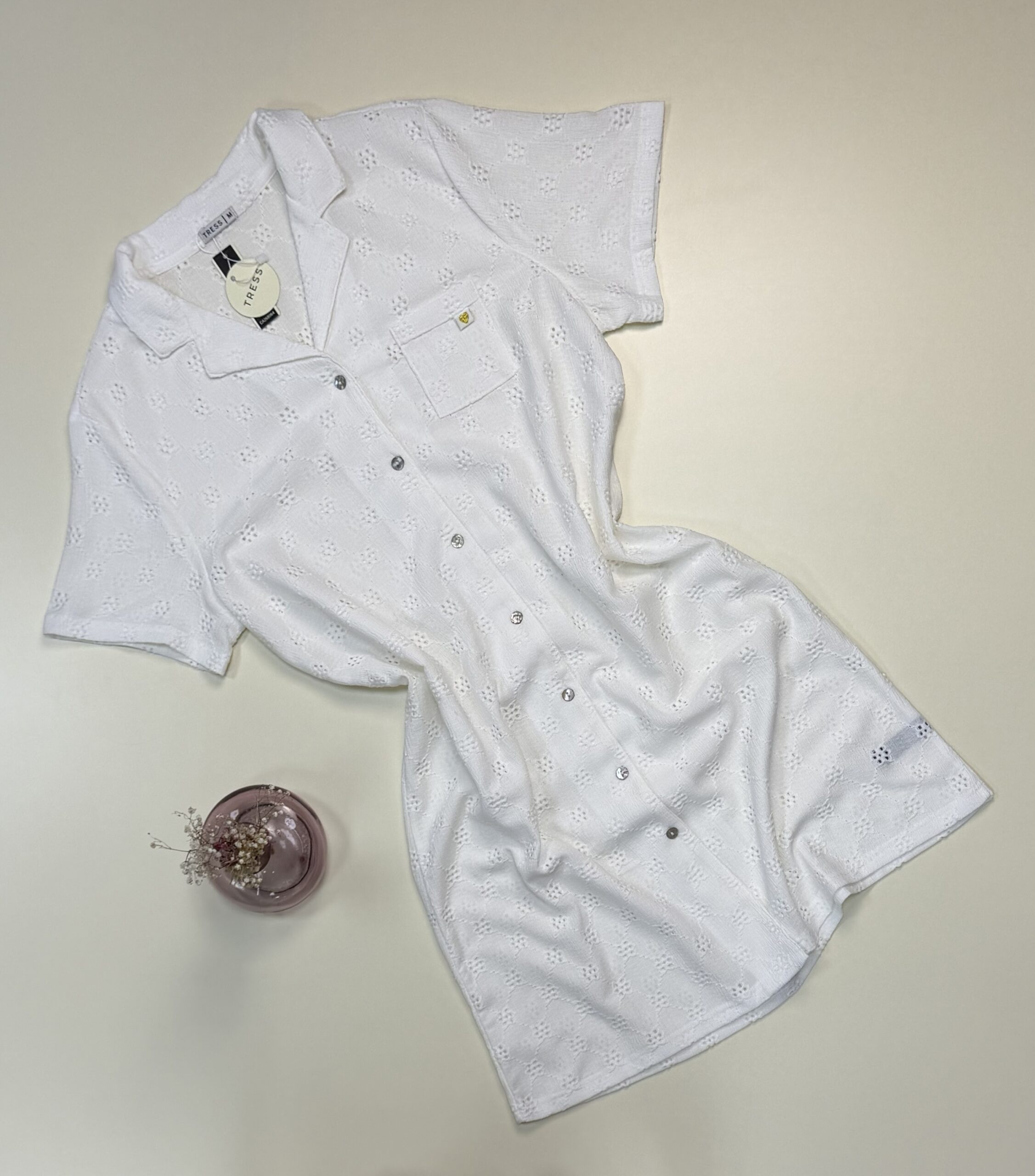 Chemise de nuit boutonné - Tress - " Blanche "