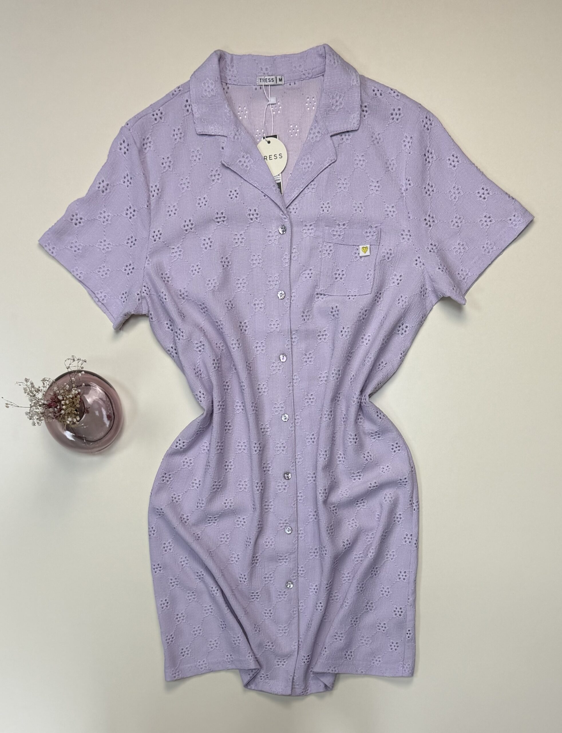 Chemise de nuit boutonné - Tress - " Mauve " – Image 2