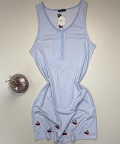 Alternative view of Chemise de nuit en coton -TRESS- " Bleu "