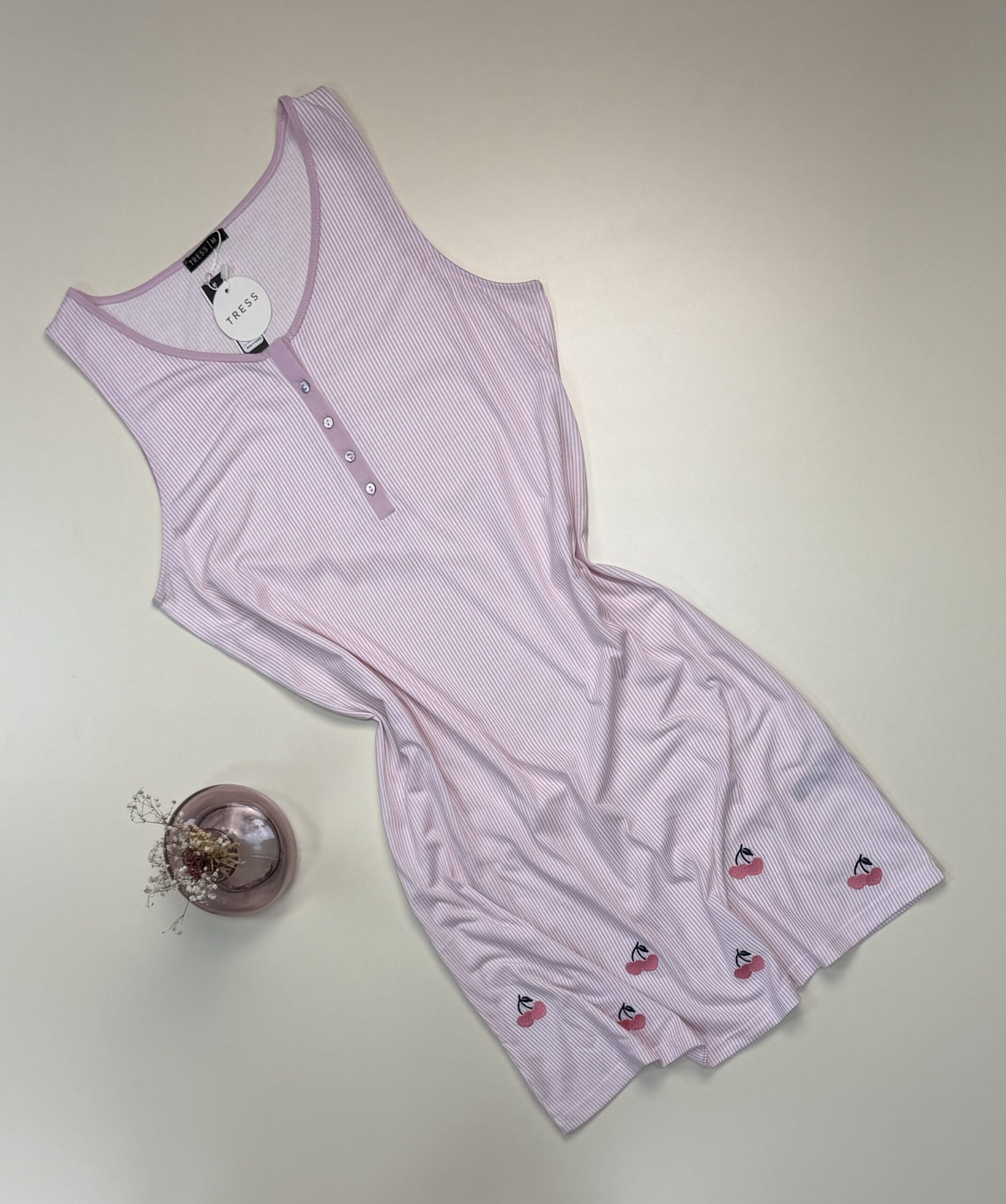 Chemise de nuit en coton -TRESS- " Rose "