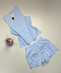 Alternative view of Pyjama short Tress 100% Coton " Bleu "