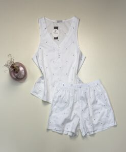 Pyjama short Tress 100% Coton " Blanc"