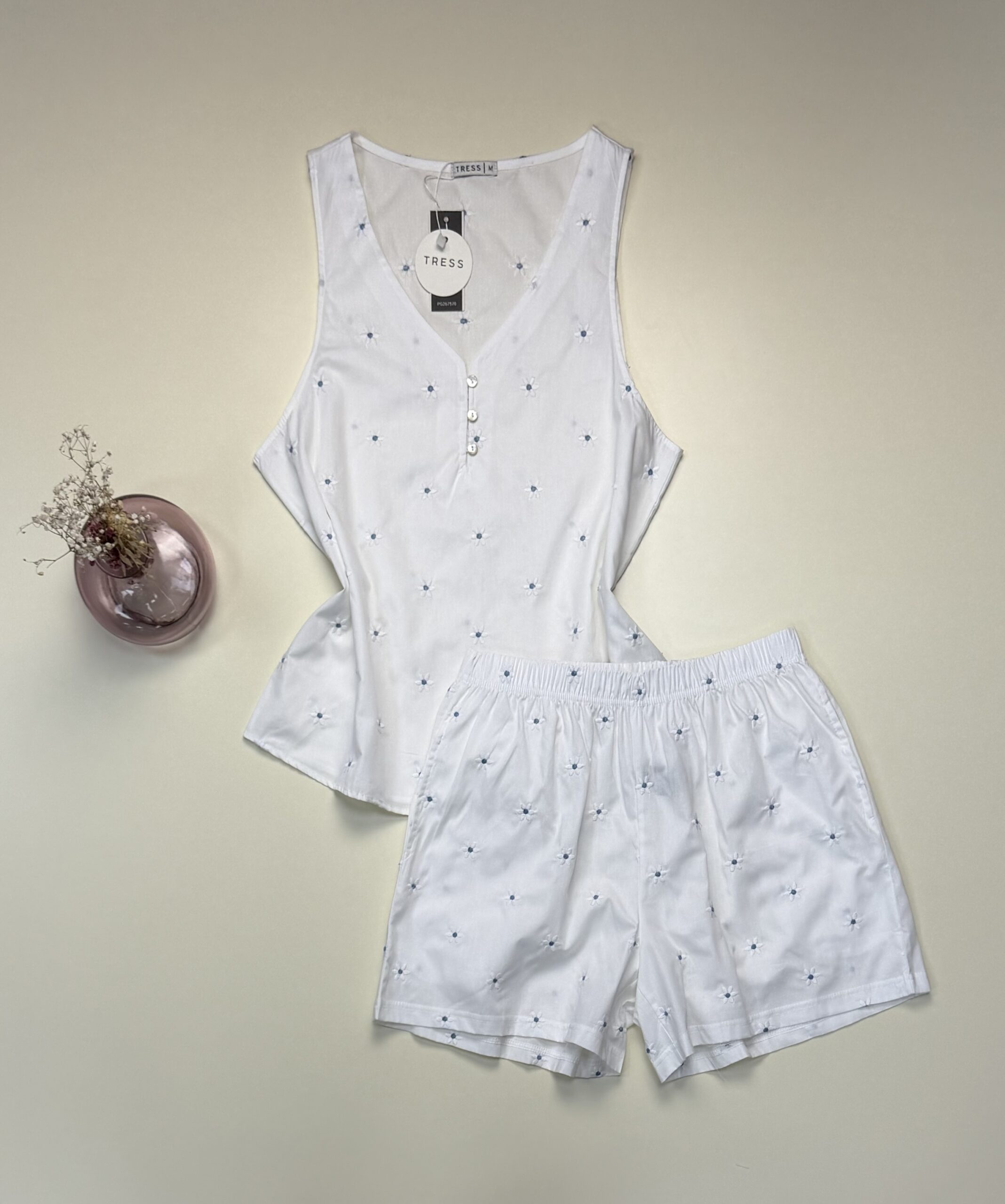 Pyjama short Tress 100% Coton " Blanc"