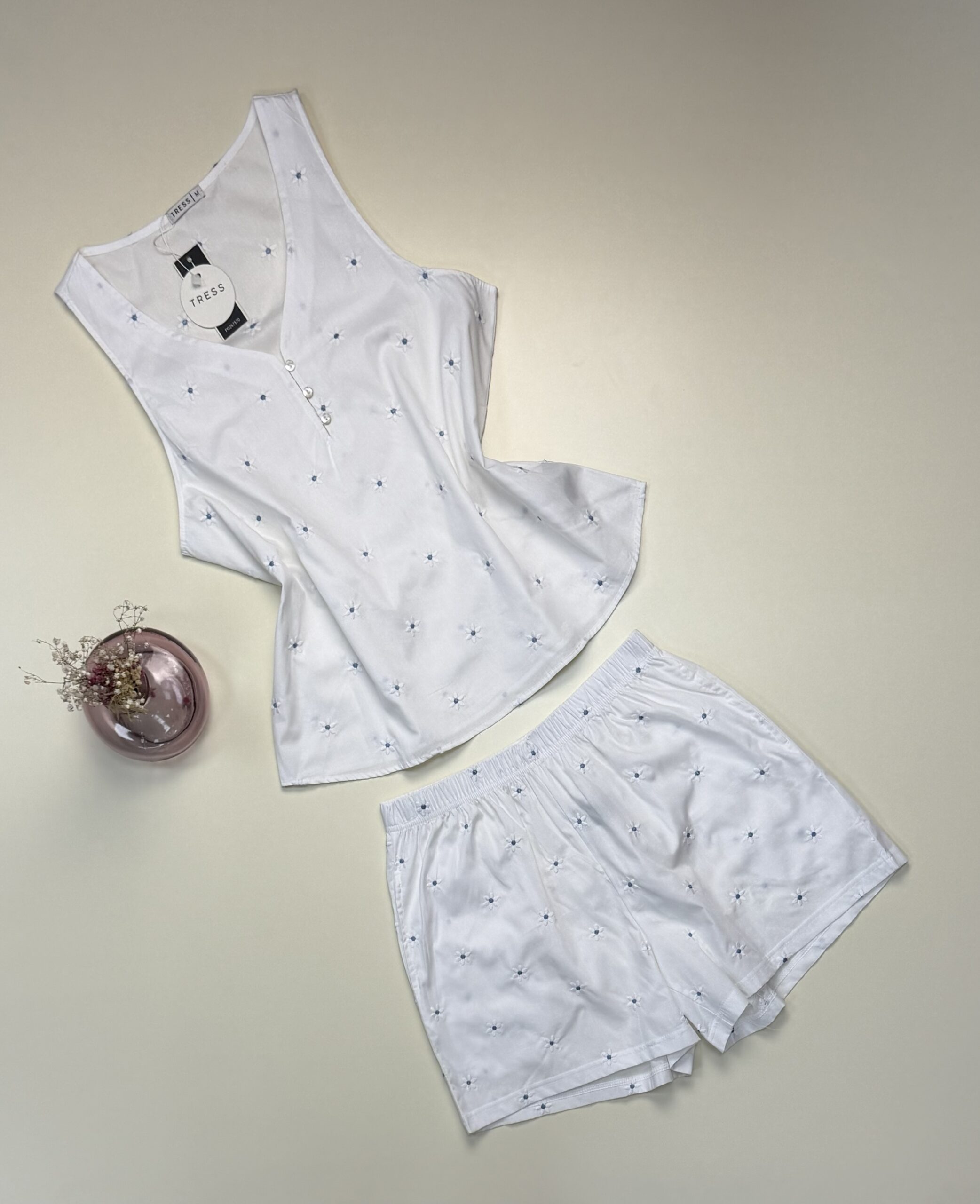 Pyjama short Tress 100% Coton " Blanc" – Image 3