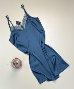 Nuisette -Tress- en satin " Bleu "