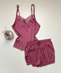 Short bustier en satin " Bois de rose  "