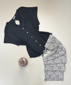 Pyjama boutonné haut demi manche " Gris "