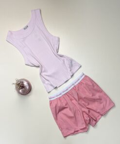Alternative view of Pyjama short bustier en coton" Rose " -TRESS-