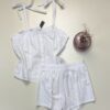 Short bustier boutonné -Tress- 100% Coton " Blanc "
