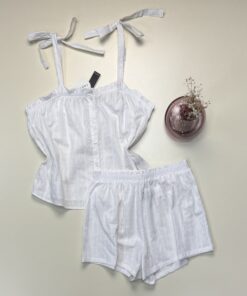Short bustier boutonné -Tress- 100% Coton " Blanc "