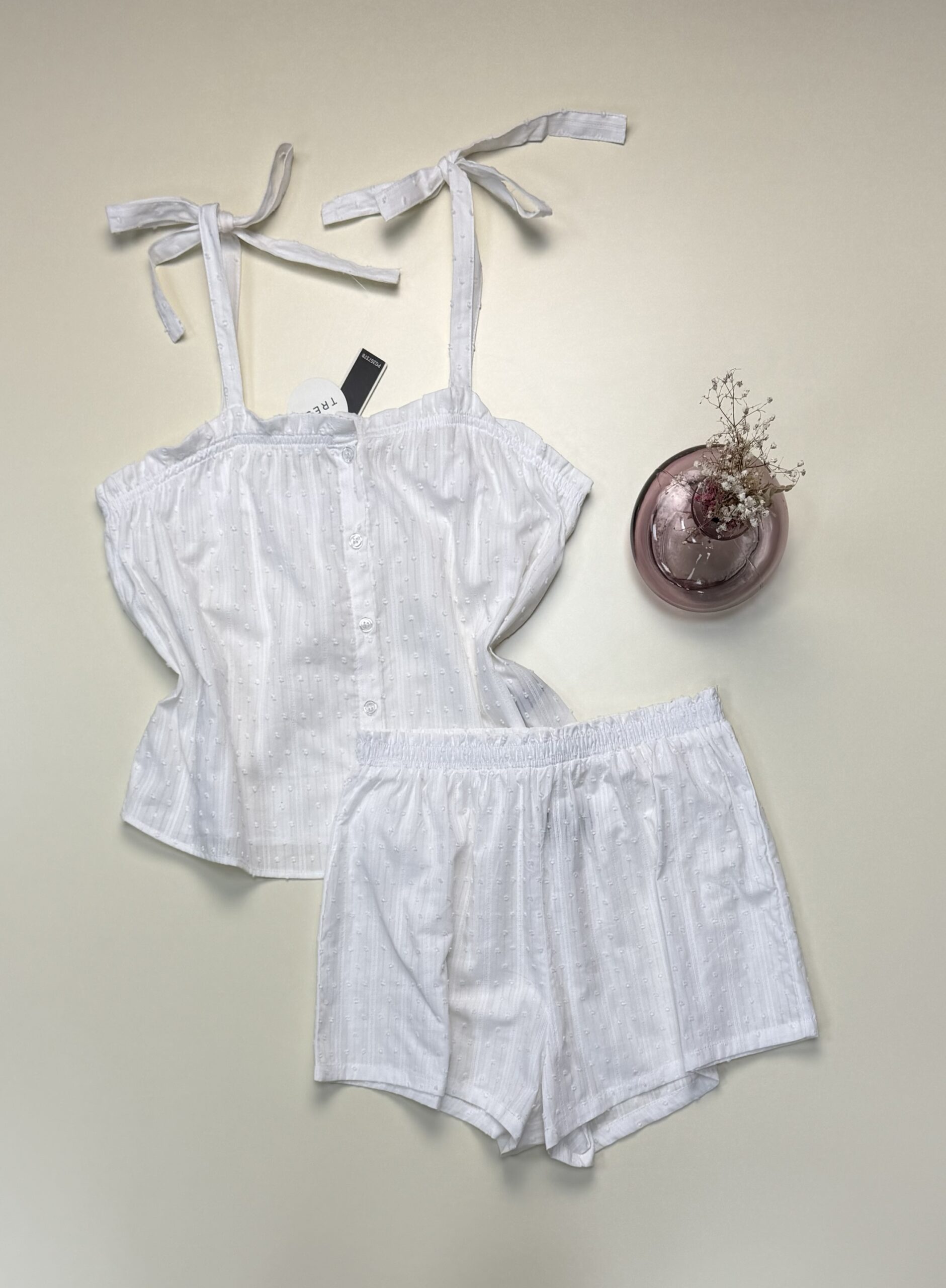 Short bustier boutonné -Tress- 100% Coton " Blanc "