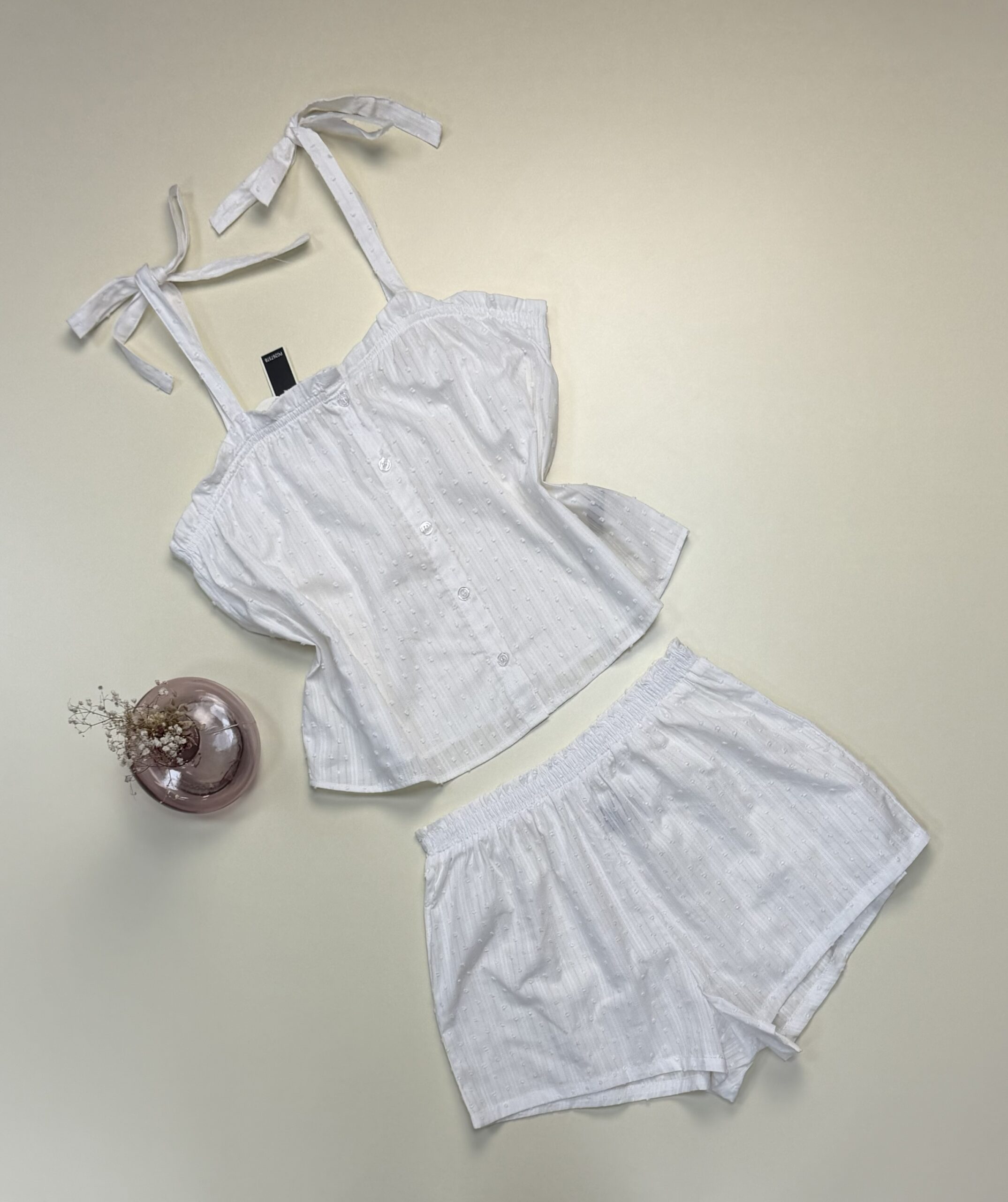 Short bustier boutonné -Tress- 100% Coton " Blanc " – Image 2