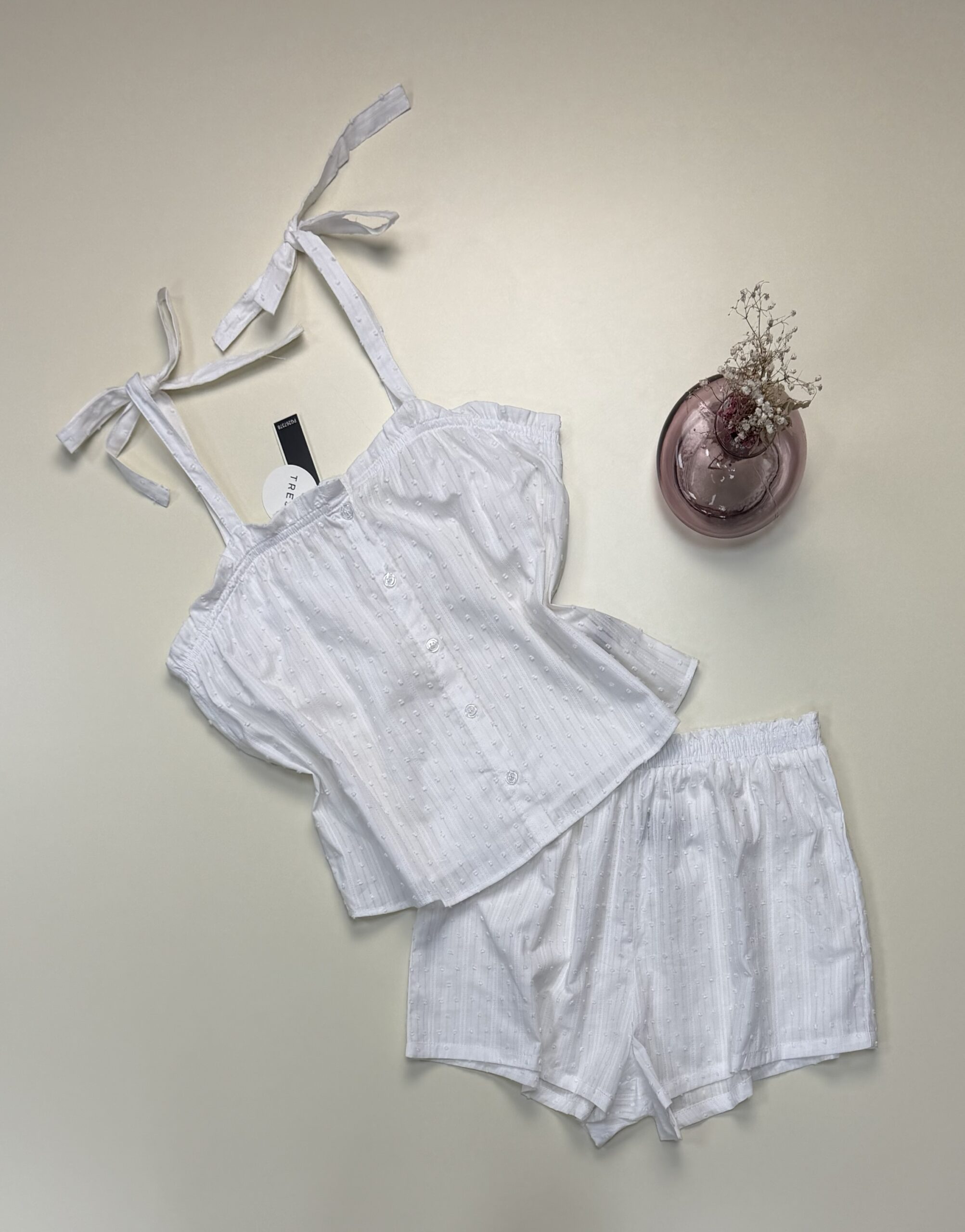 Short bustier boutonné -Tress- 100% Coton " Blanc " – Image 3