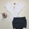 Pyjama Short haut demi manche en coton -Tress- " Blanc "