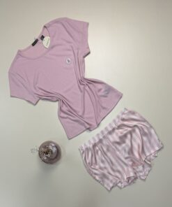 Alternative view of Pyjama short bas en satin -Tress- " Rose "