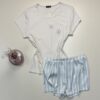 Pyjama short bas en satin -Tress-  " Beige "