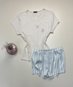 Pyjama short bas en satin -Tress-  " Beige "