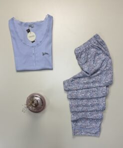 Alternative view of Pyjama pantalon haut demi manche -Tress-  " Bleu "