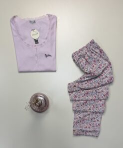 Alternative view of Pyjama pantalon haut demi manche -Tress-  " Rose "