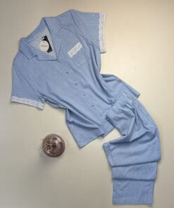 Pyjama boutonné -Tress- Coton " Bleu "