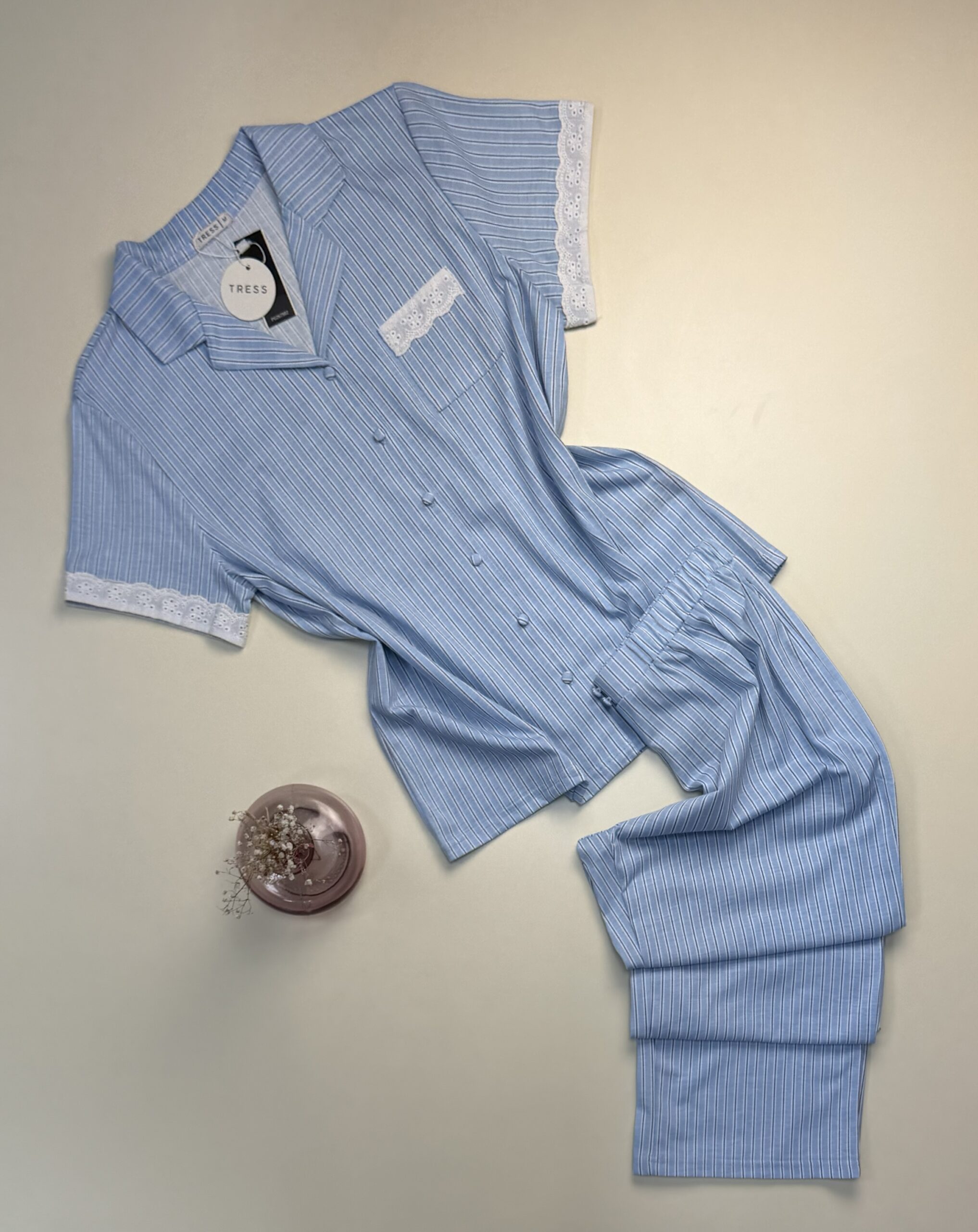 Pyjama boutonné -Tress- Coton " Bleu "
