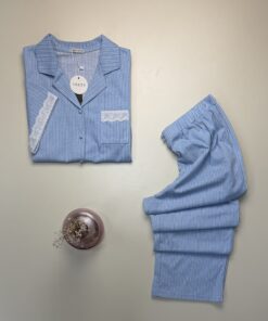 Alternative view of Pyjama boutonné -Tress- Coton " Bleu "