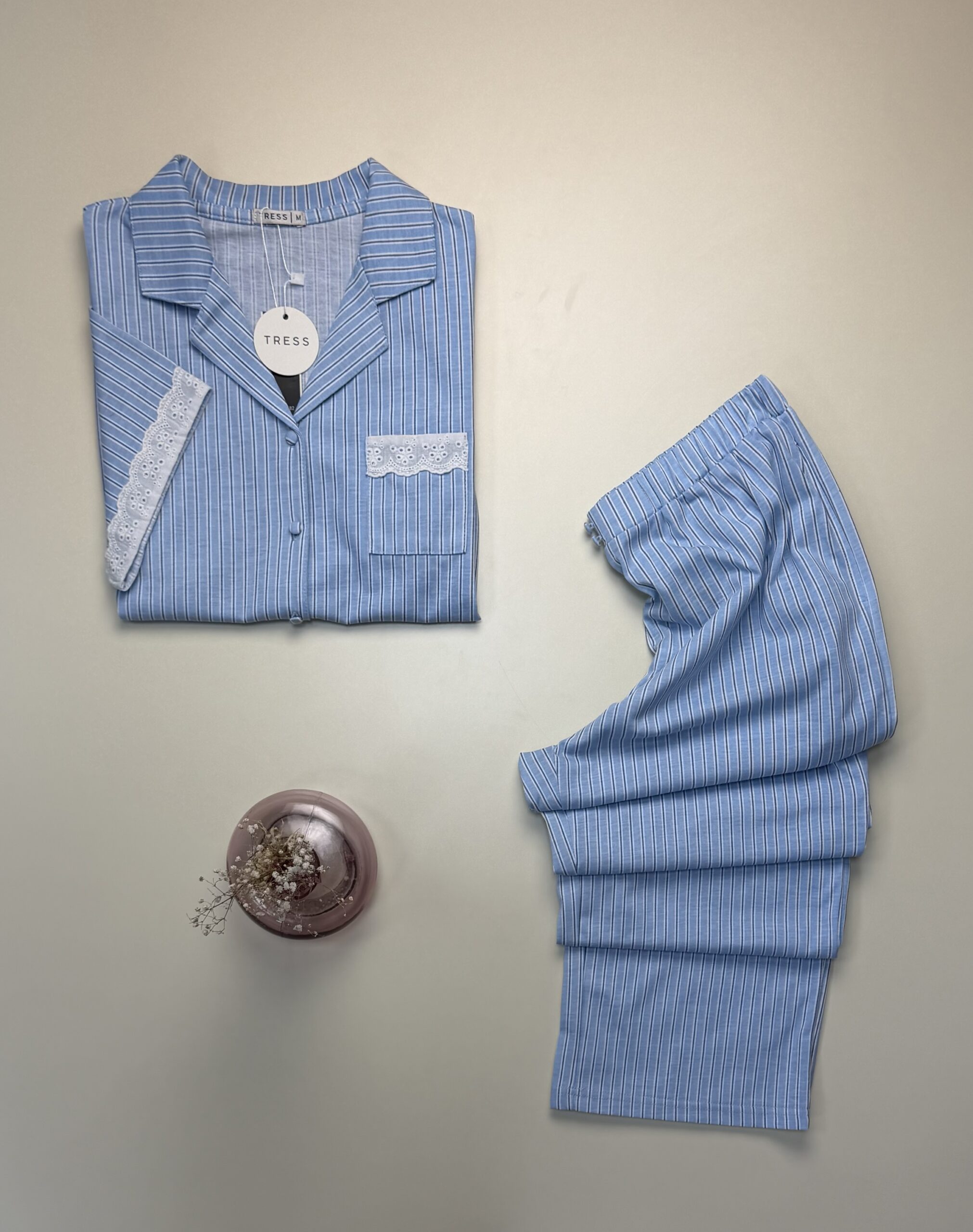 Pyjama boutonné -Tress- Coton " Bleu " – Image 2