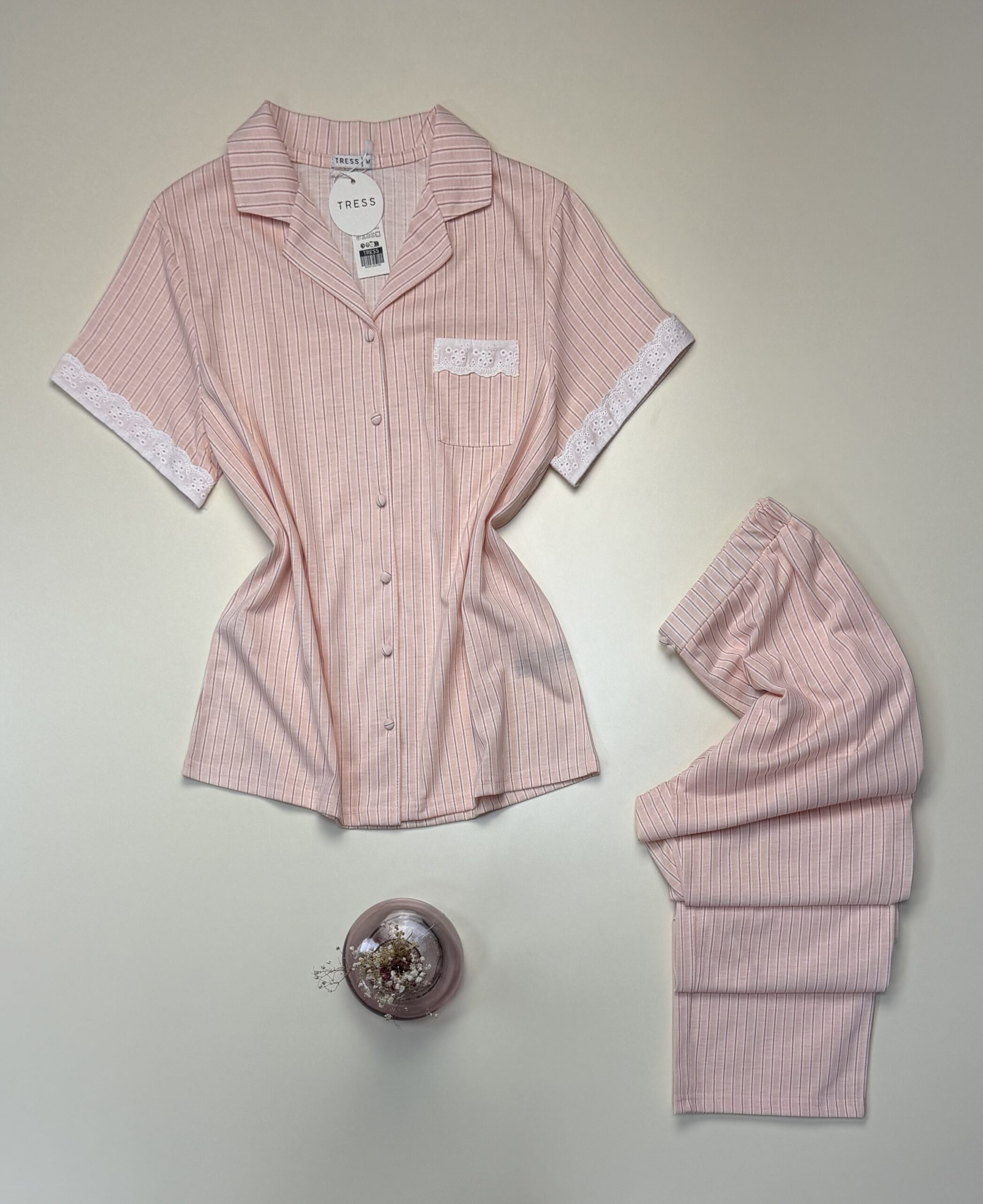 Pyjama boutonné -Tress- Coton " rose " – Image 3