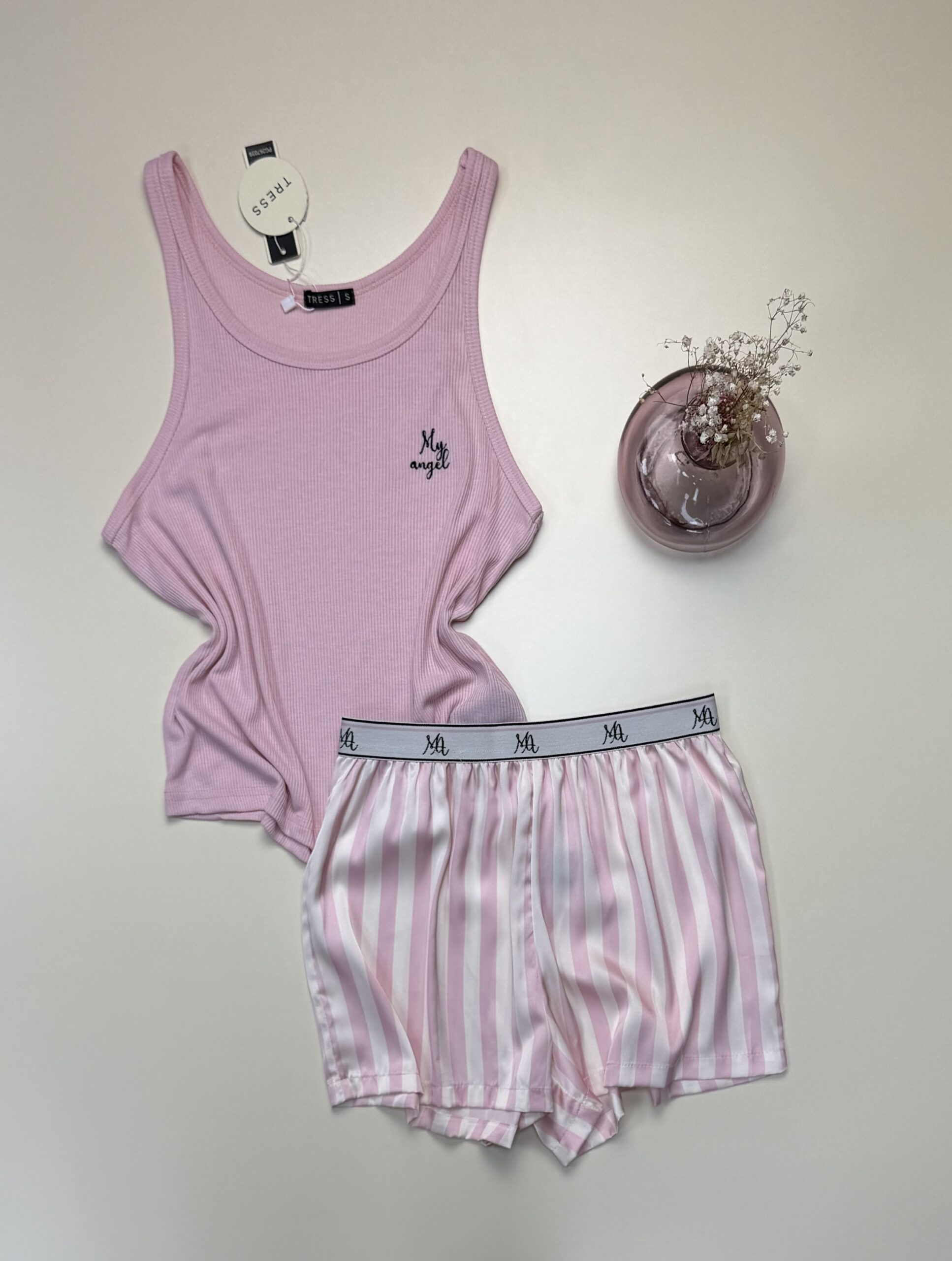 Bustier short bas en satin  » Rose  » -TRESS-