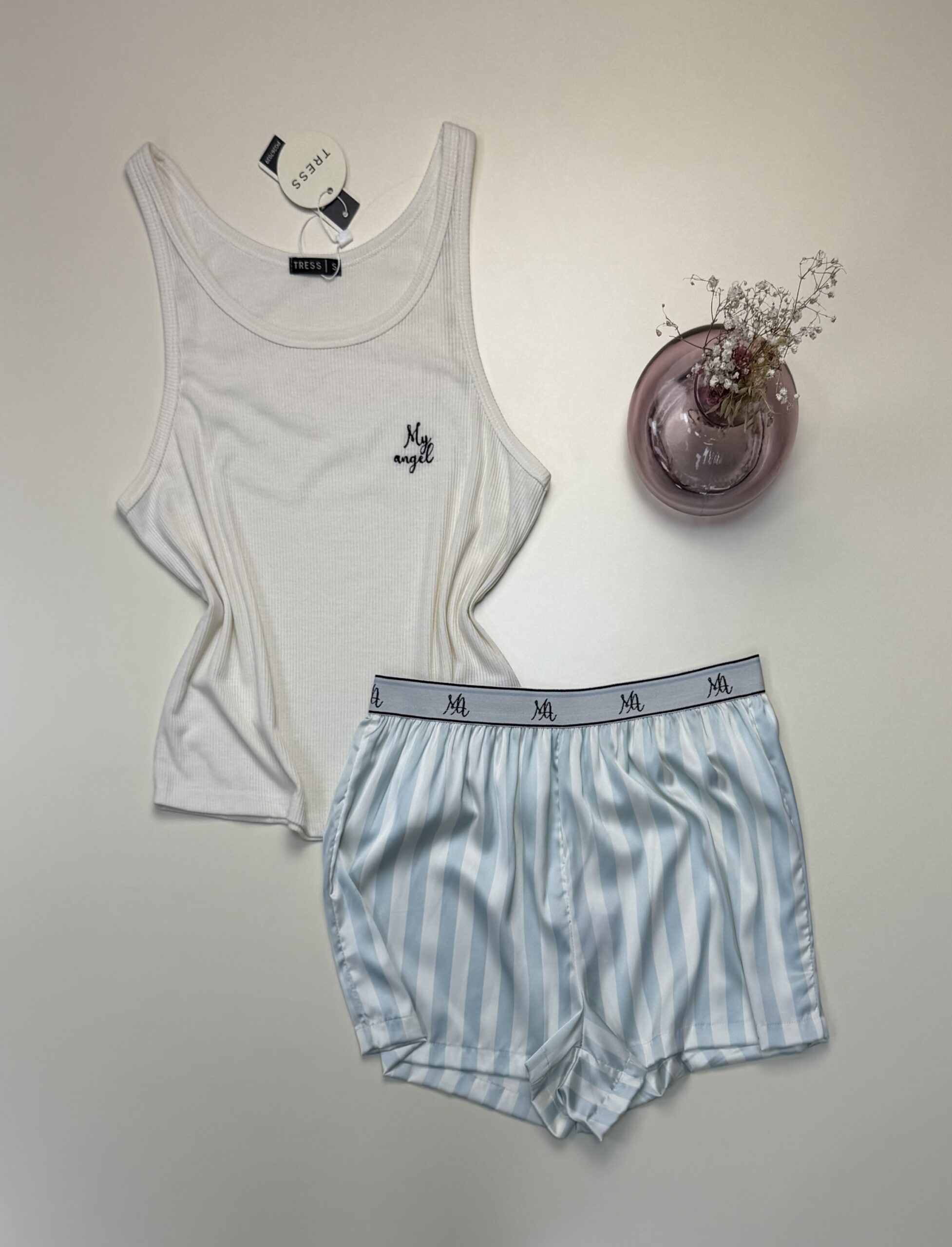 Bustier short bas en satin  » Blanc  » -TRESS-