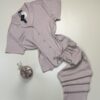 Pyjama boutonné en satin haut demi manche "Beige" -TRESS-