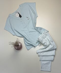 Pyjama haut demi manche en coton " Vert" -TRESS-