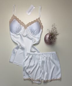 Short-bustier en satin " Blanc "