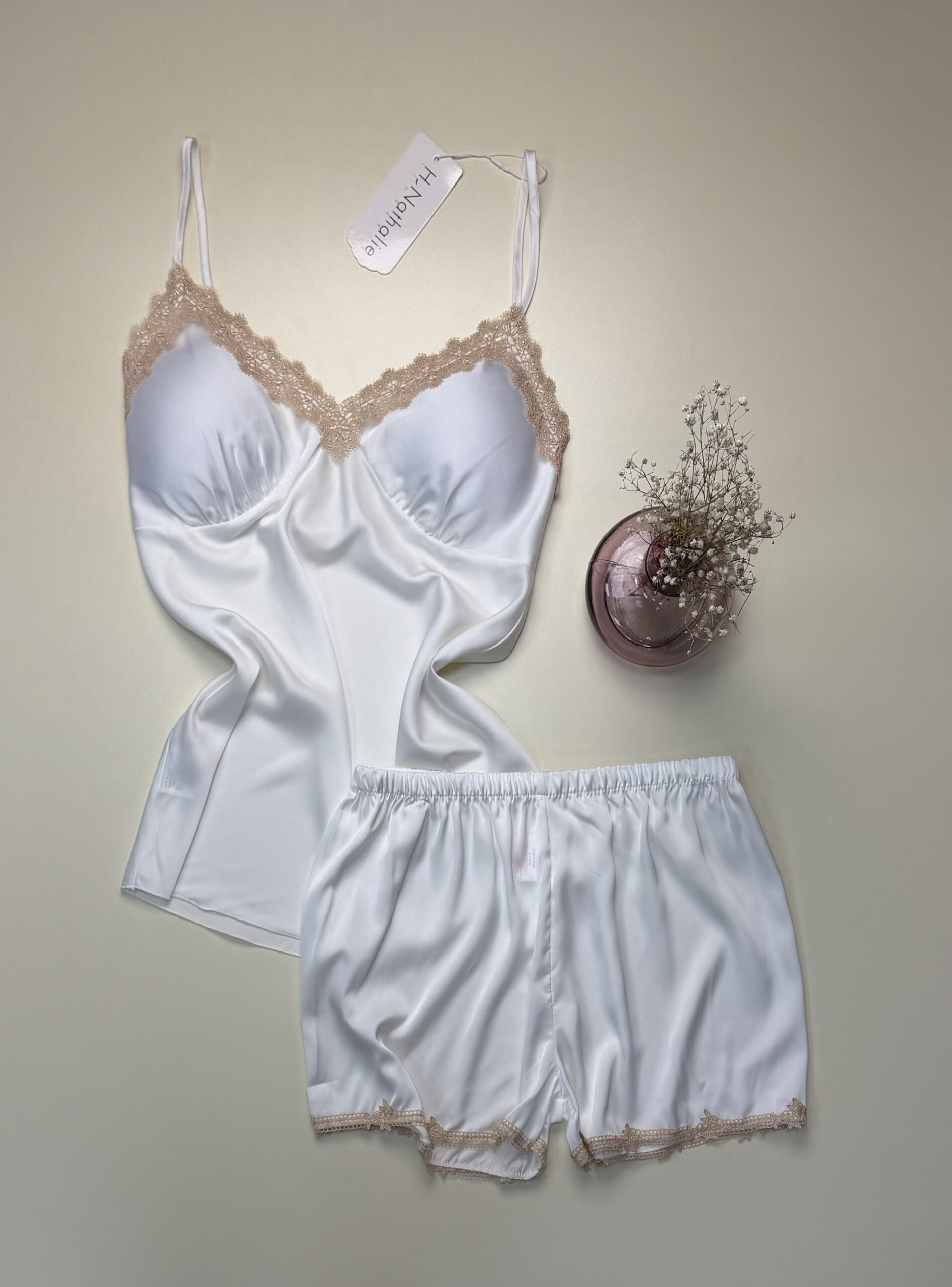 Short-bustier en satin " Blanc "