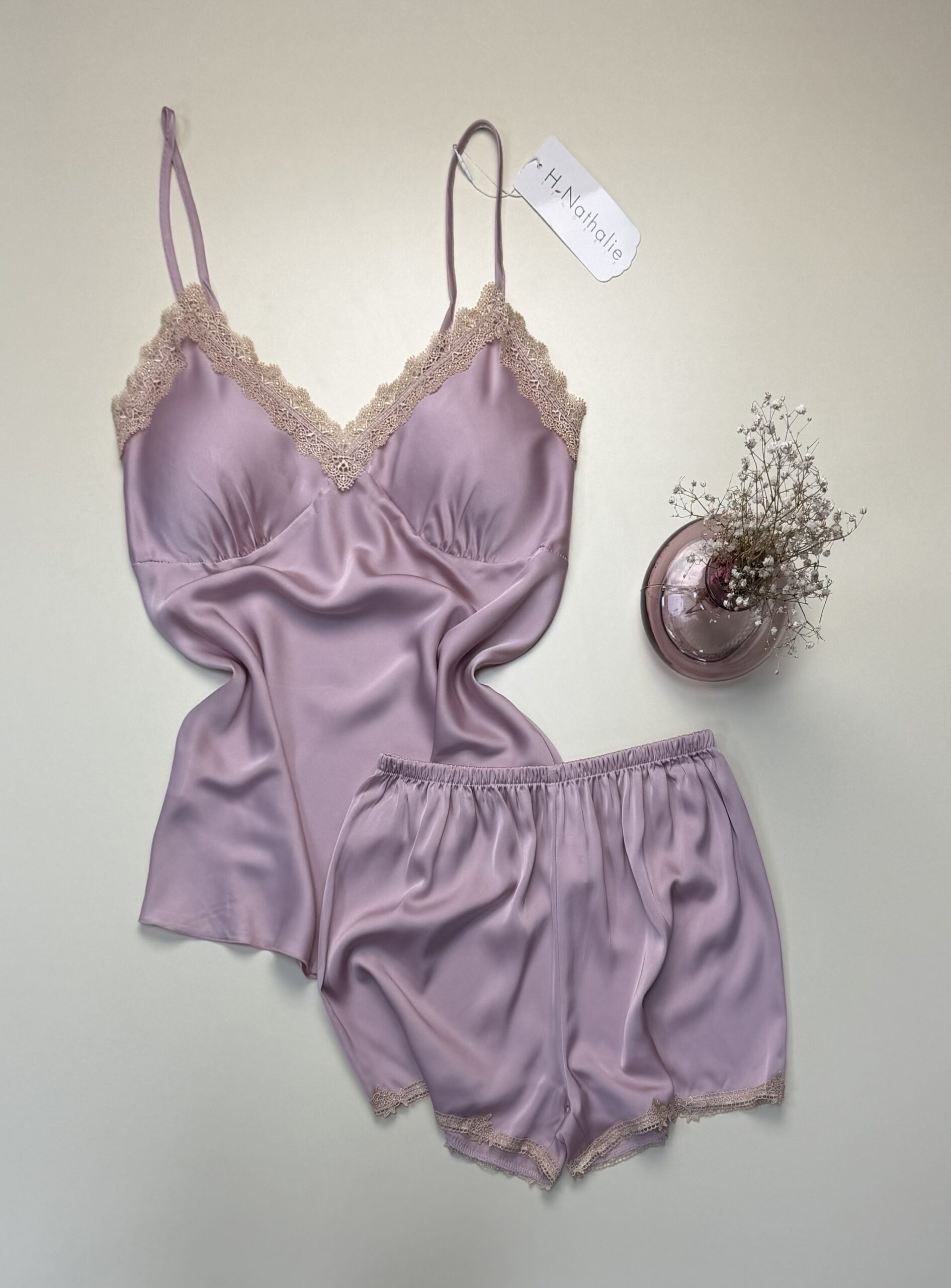 Short-bustier en satin " Rose "